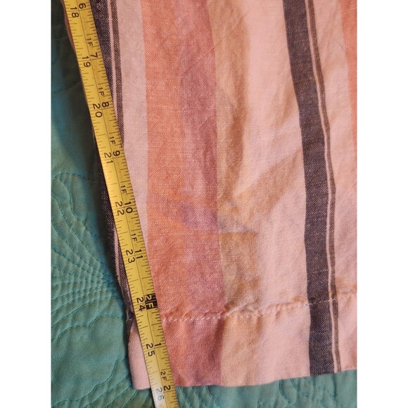 Loft SizeMedium Linen Blend Striped Tie Waist Wide Leg Pocket Pants Coastel - Picture 10 of 11